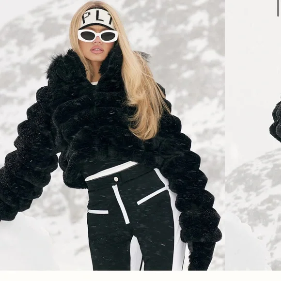 PrettyLittleThing Black Teddy Jacket Plush Oversized Style - Picture 1 of 5